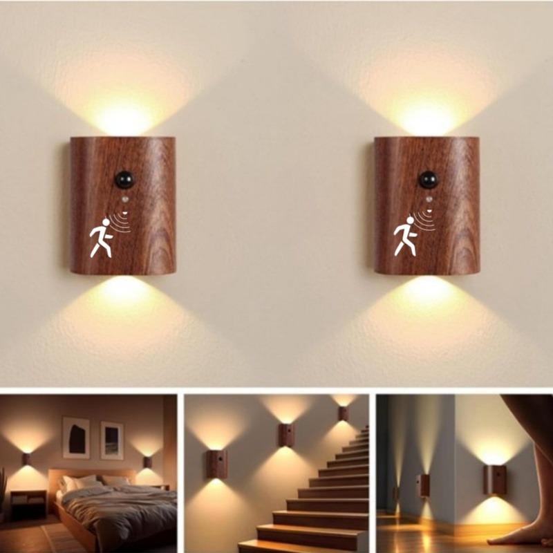 Magnetic wireless rechargeable LED motion sensor wall light for stairs — home lighting