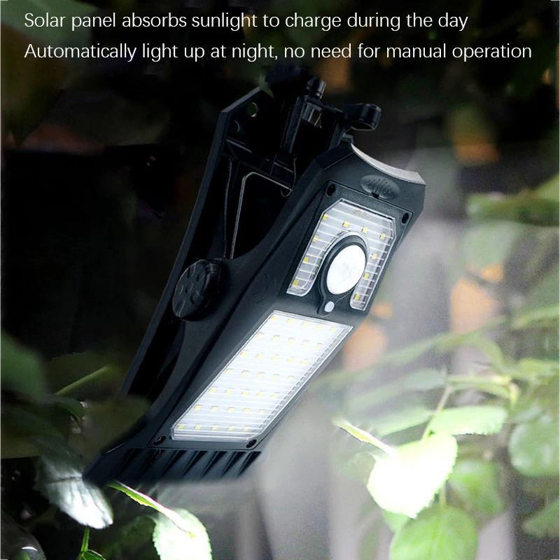 LED Solar Garden Lights Outdoor Solar Clip Light Waterproof Motion Sensor Camping Lamp Fence Street Landscape Wall Decoration