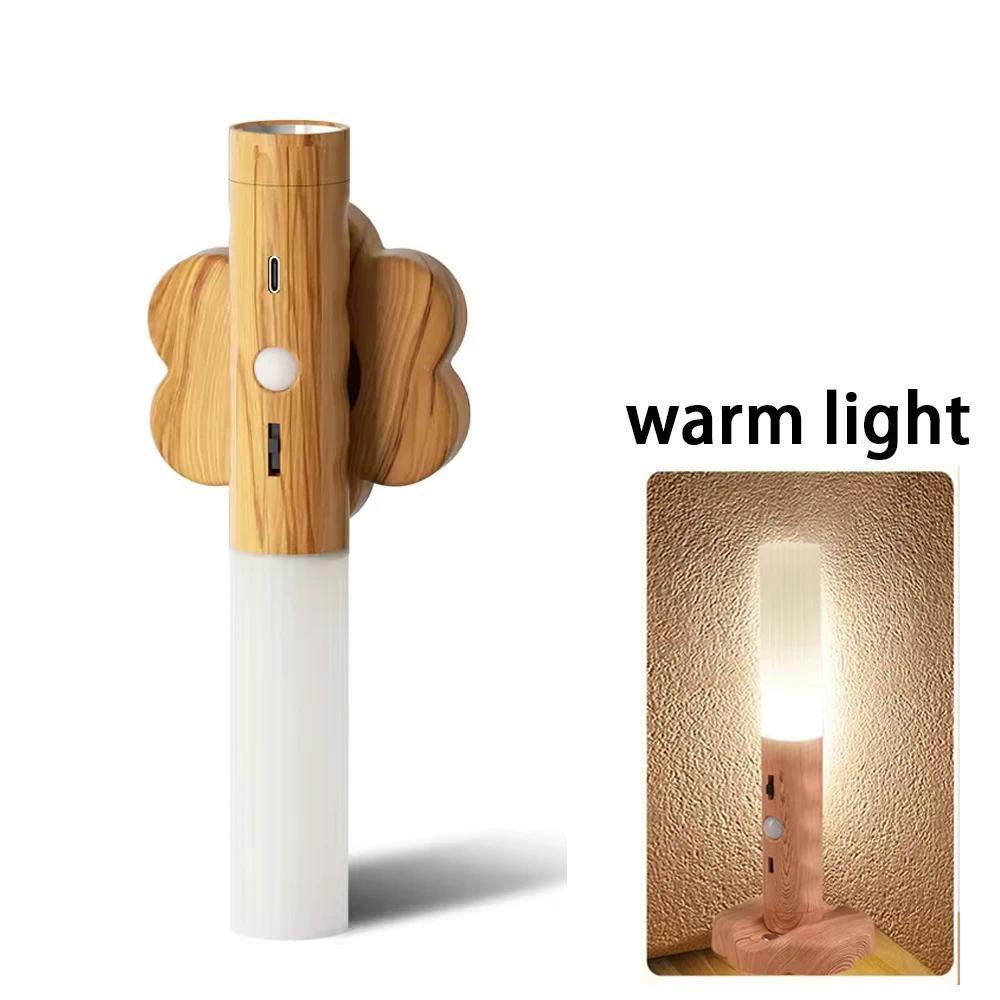 Rechargeable LED Imitation Wood Grain Night Light Handheld Magnetic Design Suitable for Wardrobe Bedroom Corridor