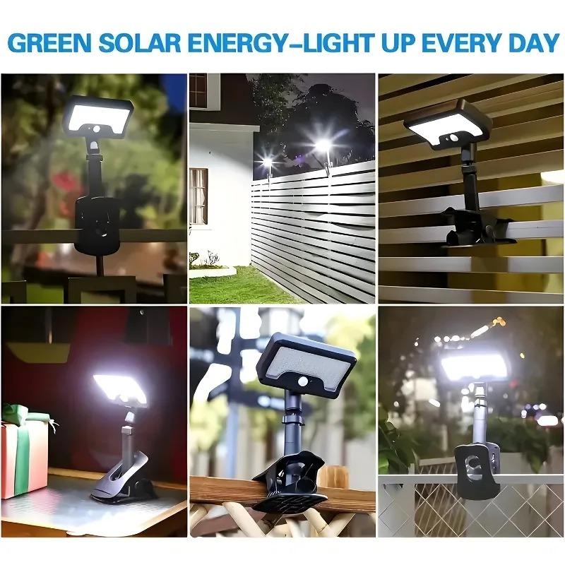 Solar Light with 92 LEDs and Motion Sensor, Outdoor Solar-Powered Lamp, IP65 Waterproof Clip-On Wall Light for Driveway, Garden, and Camping