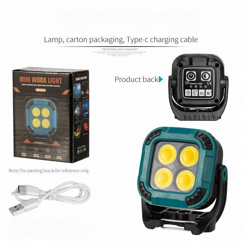Magnetic Portable Work Light, Rechargeable LED Spotlight, Car Repair Light, Multi-Function Travel Light