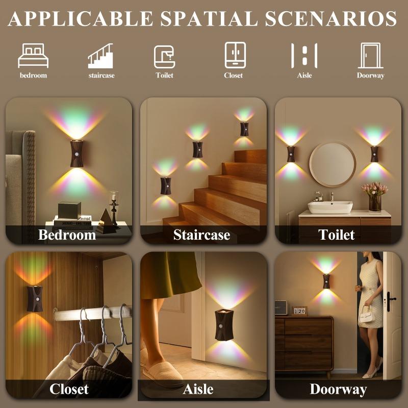 LED Wall Light with Motion Sensor, Rechargeable, Magnetic Ambient Light for Stairs/Cabinets, Night Light