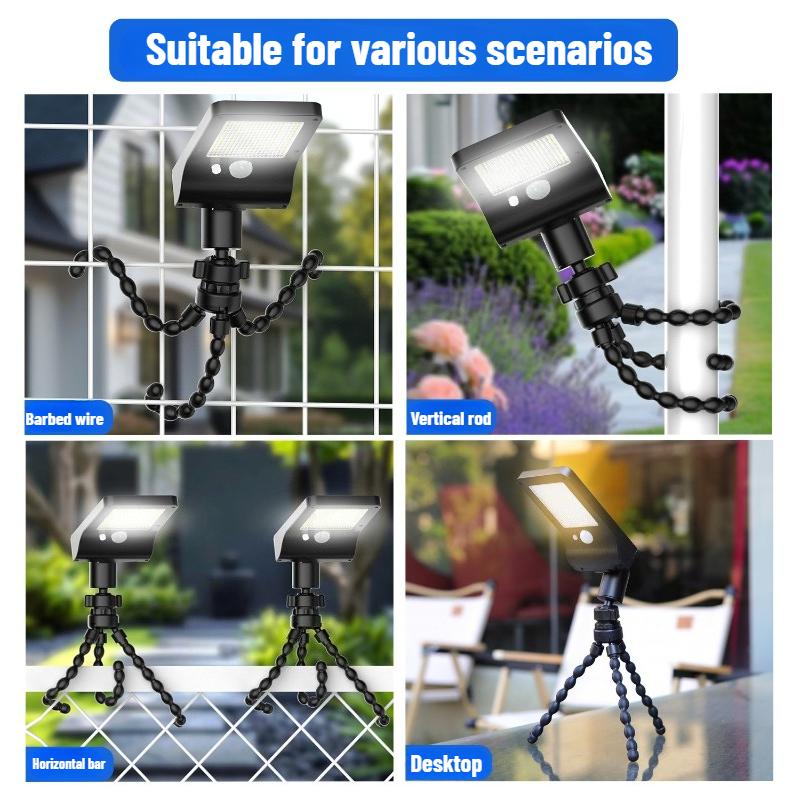 Solar sensor light, adjustable 360° head, yard/outdoor light, 1200 mAh battery, solar octopus light