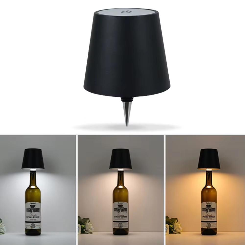 Wireless bottle lamp with three colors, touch control, and stepless dimming; fits wine bottles perfectly; replaces traditional wine corks