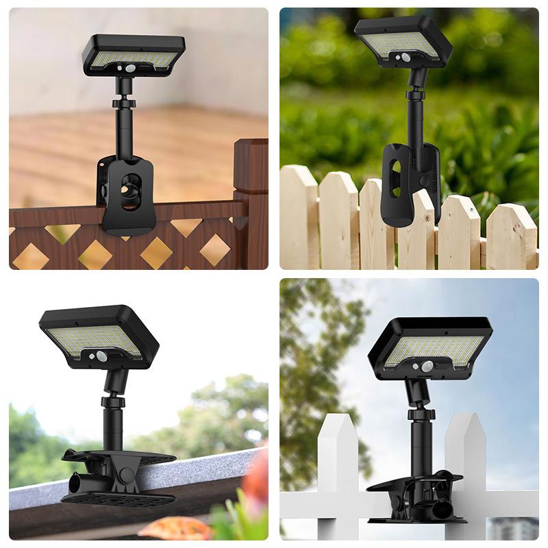92-LED solar clip-on motion sensor lights, LED street light, IP65 waterproof wall lamp, for camping, garden, yard, tent, patio, outdoor