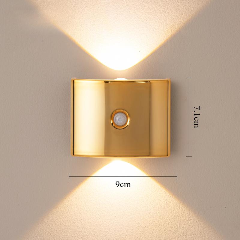 LED wall light with sensor, rechargeable magnetic spotlight attachment, decorative lighting for corridors and stairs