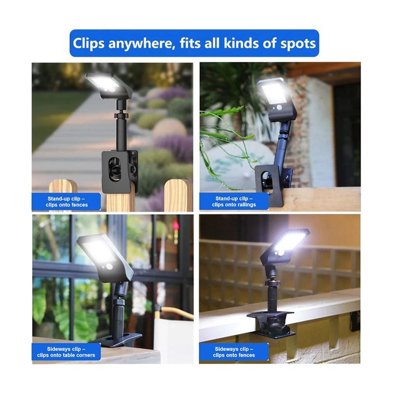 CHCH Solar Outdoor Lights, Motion Sensor, White Light, Waterproof, Clip-On Garden Lights, Clip-On Lights