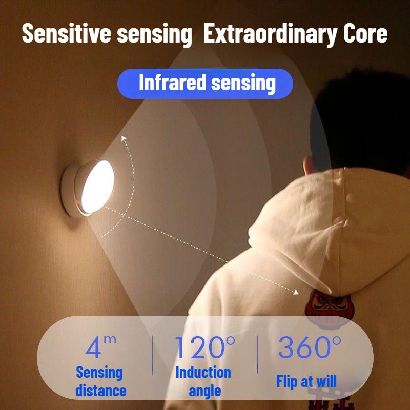 Magnetic rotating motion sensor wall lamp, rechargeable night light for corridor and stairs, decorative wall lighting