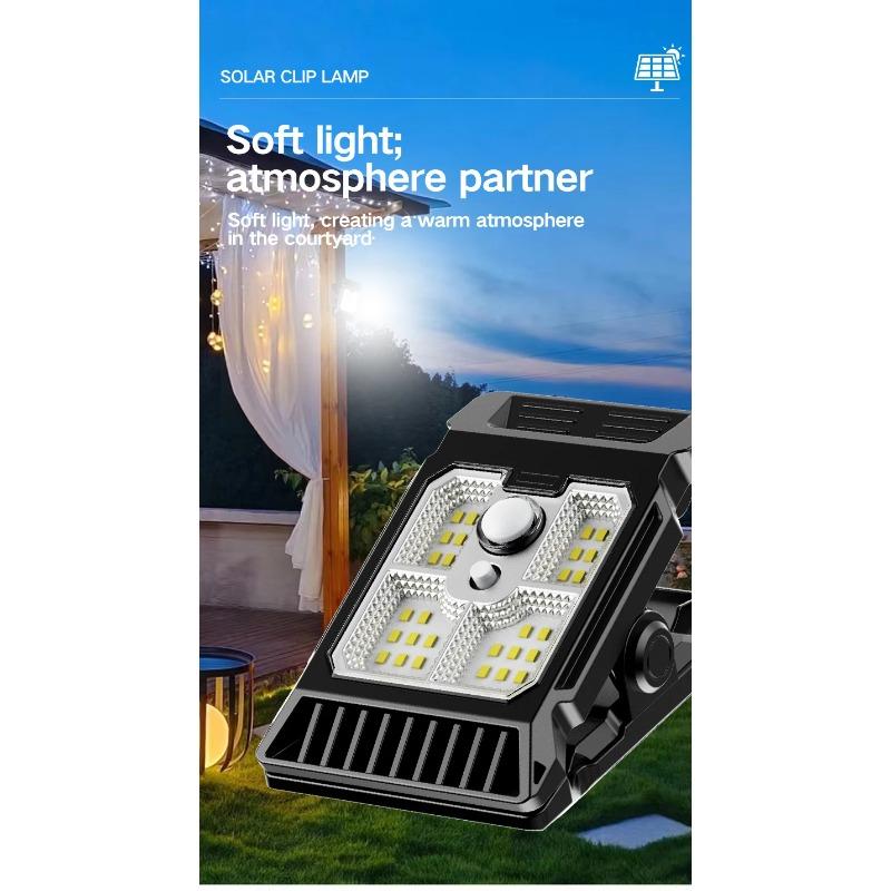 LED Solar Clamp on Motion Sensor Lights Waterproof Work Light for Outdoor Camping Lamp Fence Walls Garage Led Lamps