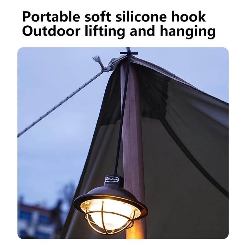 LED atmosphere lantern with stepless dimming, vintage outdoor camping light, Type‑C USB rechargeable, suitable for outdoor travel and garden use