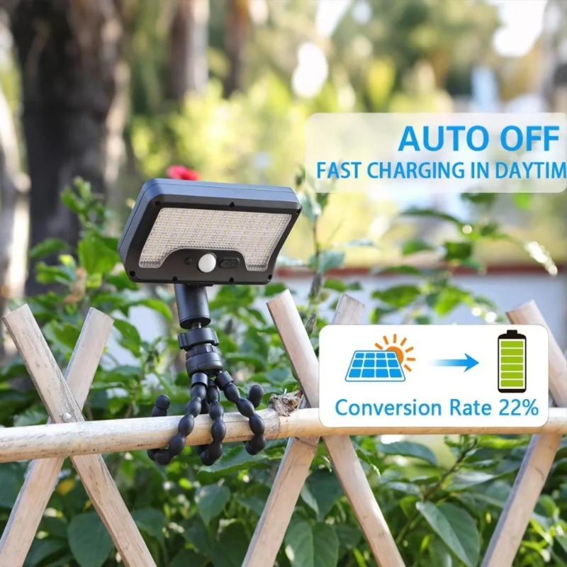 Solar Spotlight, 92 LEDs, Waterproof, Clip Light with Flexible Octopus Tripod, Safety Light, Fence Clip Light, Portable for Camping and Patio