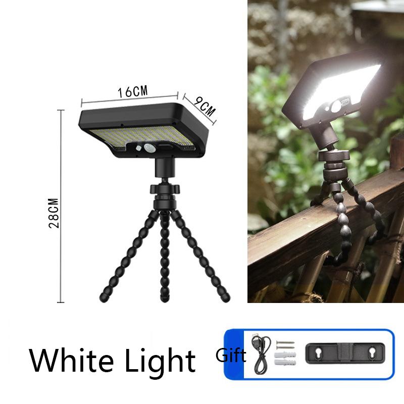 Solar Motion Sensor Light, 92 LEDs, Octopus Tripod, Dual Solar Charging via USB, IP65 Waterproof, Adjustable for Garden, Yard, Pathways