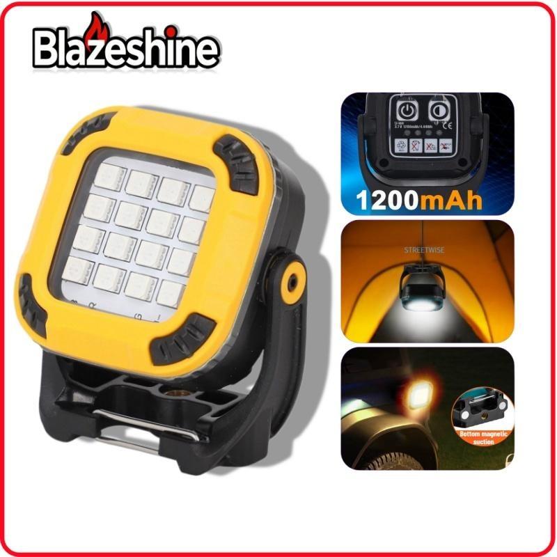 COB Magnetic Work Light, USB Rechargeable LED Camping Light – 8 Color Modes, 360° Rotation, Foldable & Portable