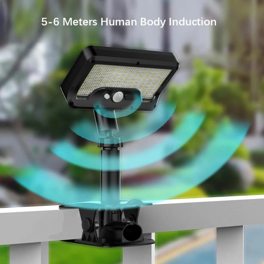 Solar motion sensor outdoor light, 360° rotatable, 4 lighting modes, weatherproof, multiple mounting options, for outdoor security