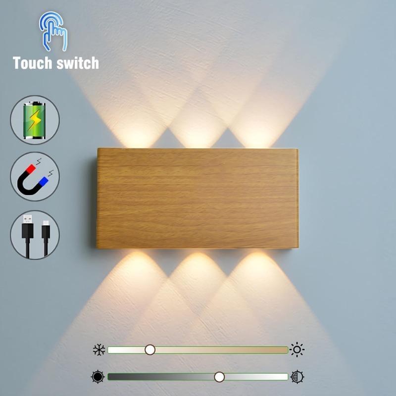 Rechargeable LED wall lamp (CCT/RGB), magnetic touch control, wireless, adjustable brightness (up/down); bedside side light