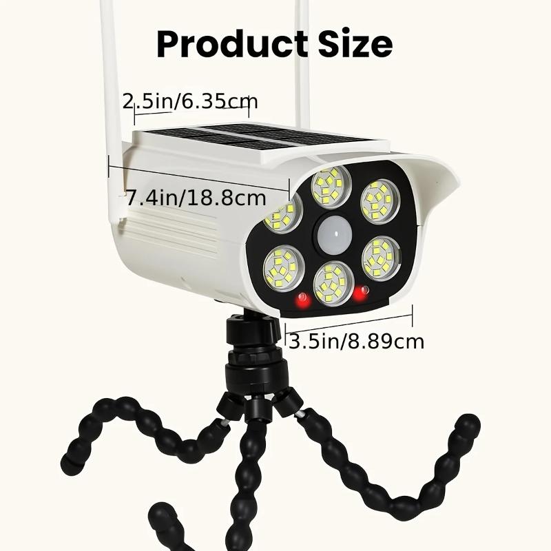 Outdoor solar motion sensor lights, 66 LEDs, garden wall/fence sensing lamp, dummy decoy fake security camera for porch, garden, patio