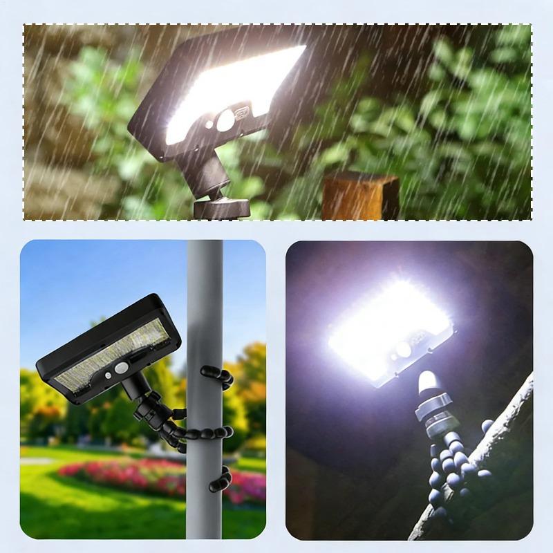 Outdoor Solar Light with Motion Sensor, 600 lm, 3 Color Modes, Flexible Tripod, Portable Waterproof Tent Light for Backyard