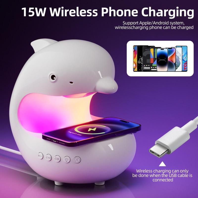 Smart Dolphin Light, Bluetooth Speaker, Phone Charger, Adjustable RGB Table Lamp, Night Light, Birthday Gift