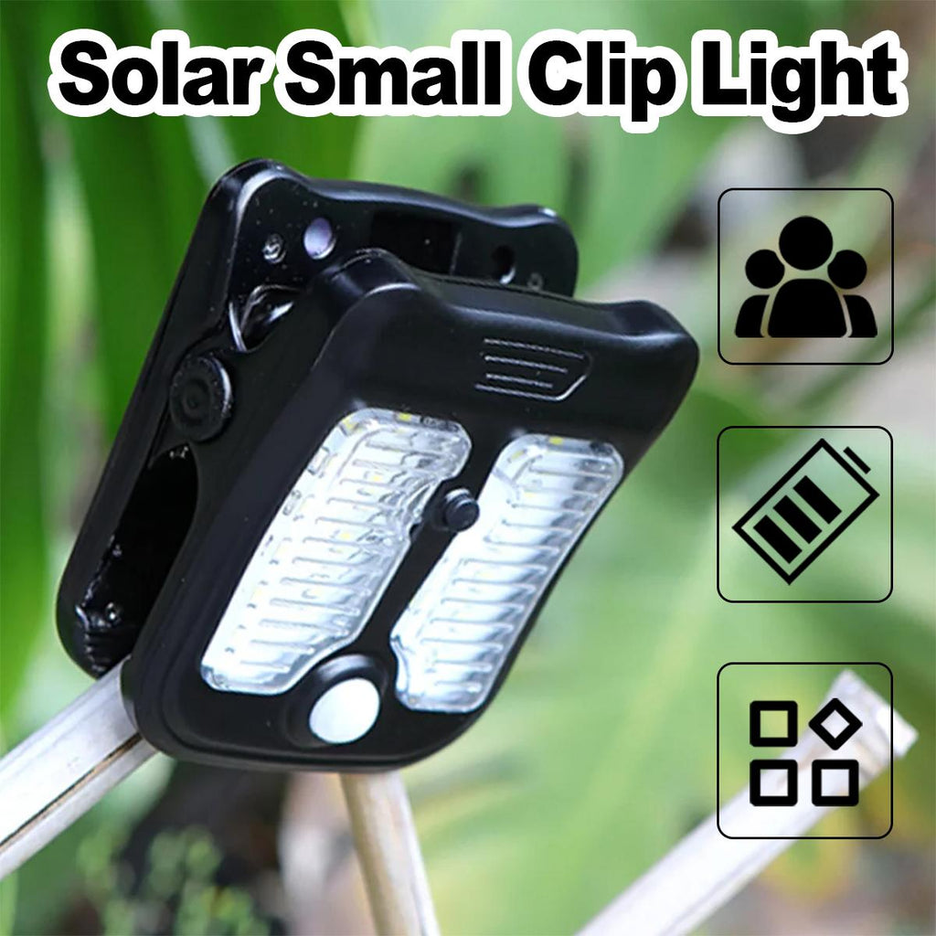 Solar clip LED light — waterproof outdoor garden lights with motion sensor, wall-powered, rechargeable, portable for camping and courtyard use