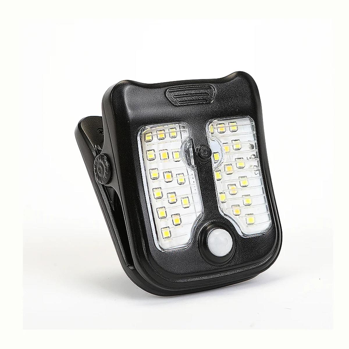 Solar clip LED light — waterproof outdoor garden lights with motion sensor, wall-powered, rechargeable, portable for camping and courtyard use