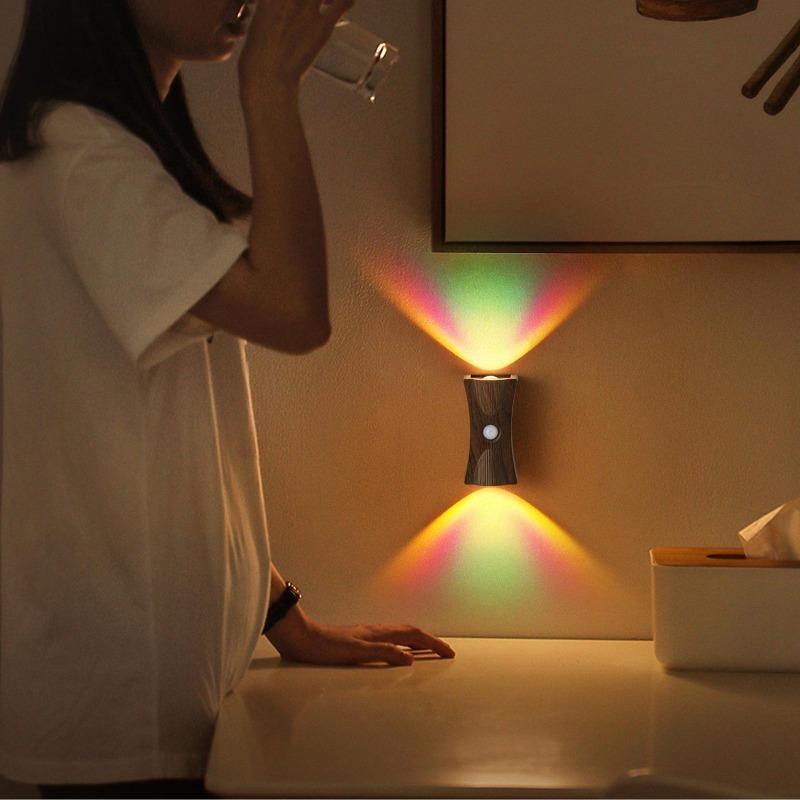 LED Wall Light with Motion Sensor, Rechargeable, Magnetic Ambient Light for Stairs/Cabinets, Night Light