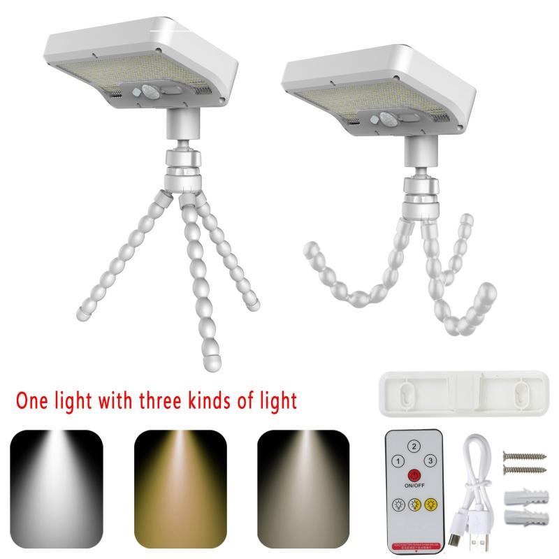 Solar Motion Sensor Light, 92 LEDs, Octopus Tripod, Dual Solar Charging via USB, IP65 Waterproof, Adjustable for Garden, Yard, Pathways