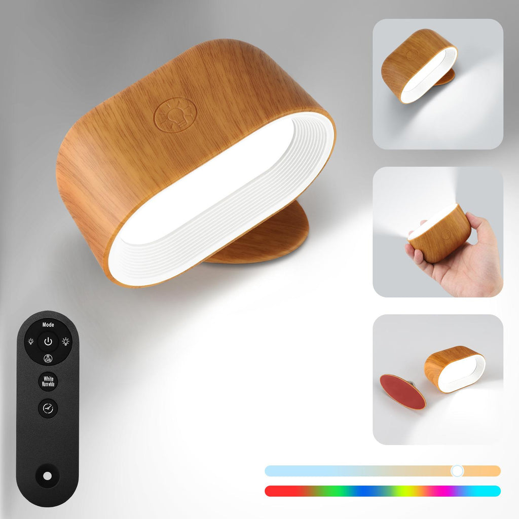 Wireless Magnetic LED Wall Light with Remote Control, Rechargeable, 360° Rotatable RGB Night Light