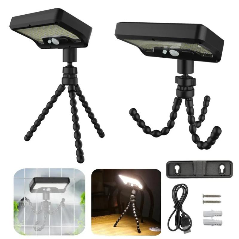 Solar Spotlight, 92 LEDs, Waterproof, Clip Light with Flexible Octopus Tripod, Safety Light, Fence Clip Light, Portable for Camping and Patio