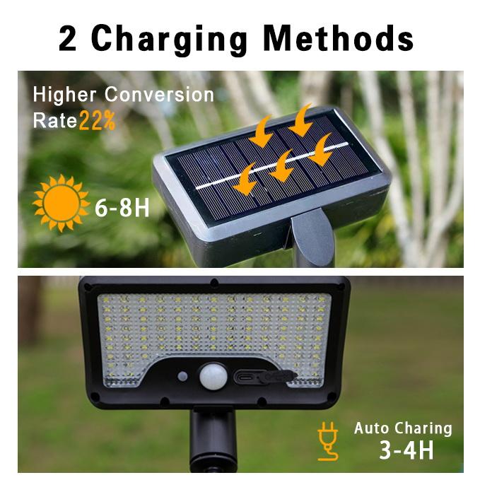 BHBD 92 LED waterproof pathway lights with motion sensor and USB charging, ideal for garden, yard, and sidewalk