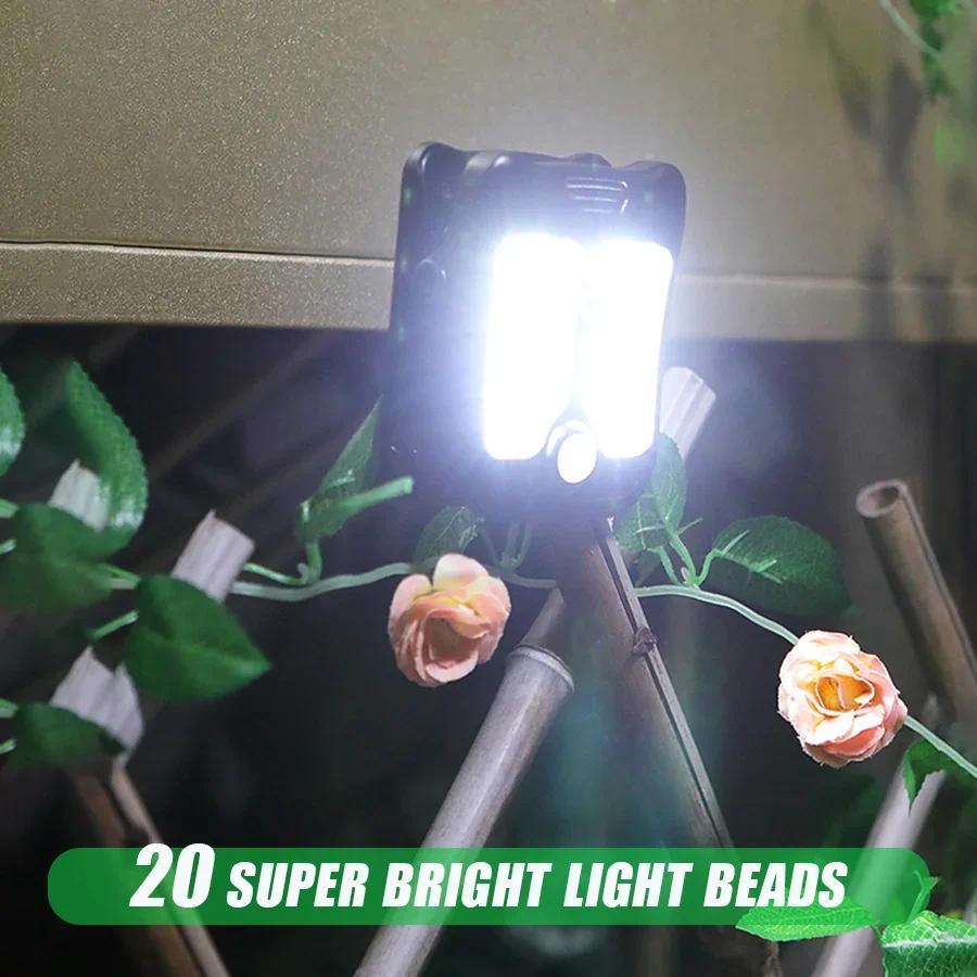 LED Solar Clip Light, Outdoor Waterproof, Motion Sensor, Rechargeable Camping Lamp for Garden Landscape Wall Decoration