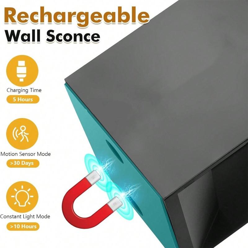 Wireless Rechargeable Wall Light with Motion Sensor, Magnetic Installation, Warm White (3000K)