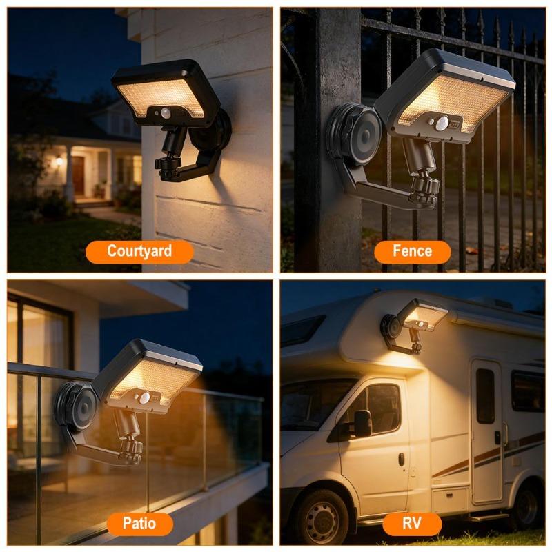 Solar Clip Light for Tent/Garden, Dual Use, 92 LEDs, 360° Adjustable, Foldable, Waterproof Wall Light