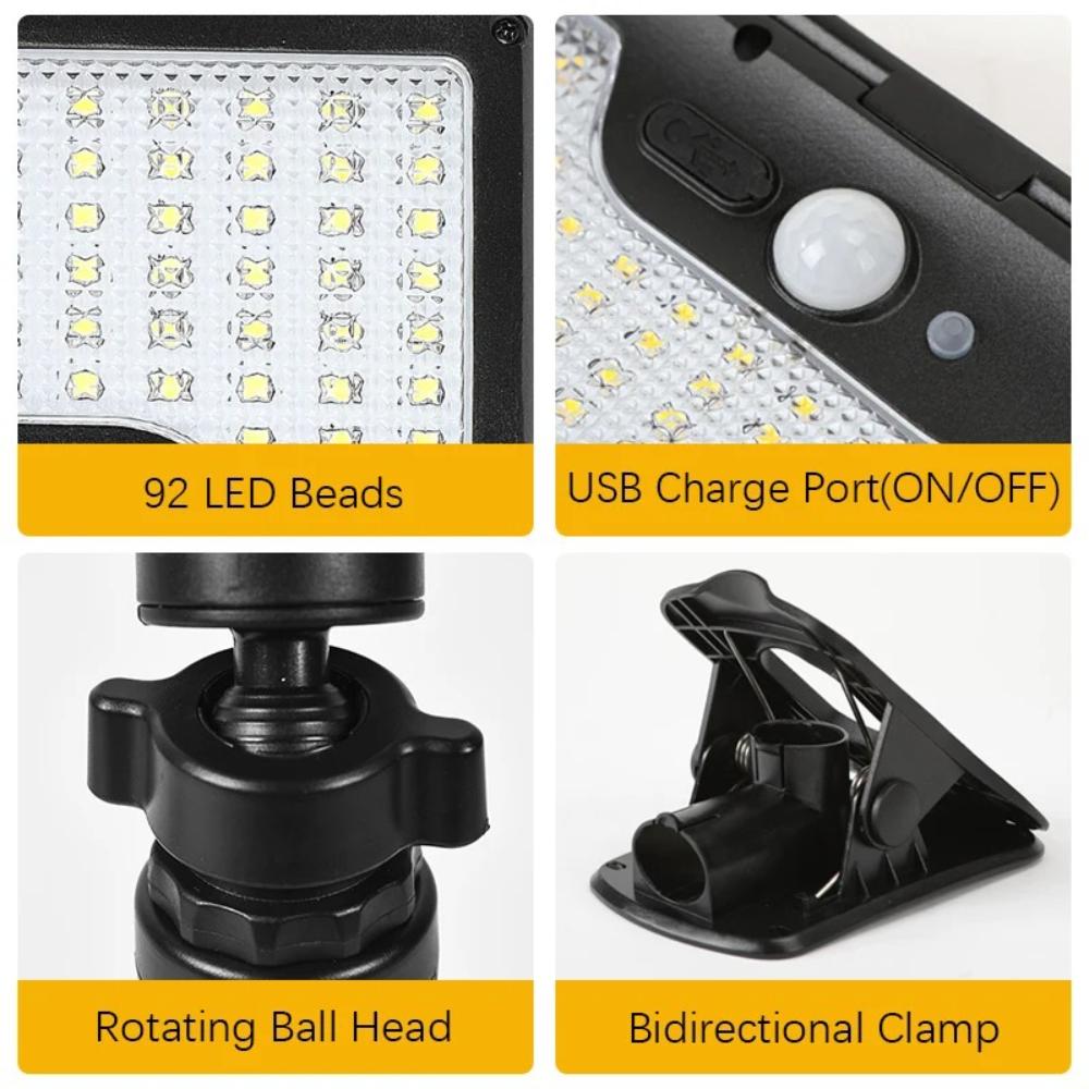 Solar motion sensor outdoor light, 360° rotatable, 4 lighting modes, weatherproof, multiple mounting options, for outdoor security