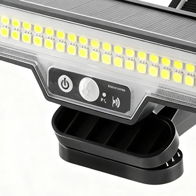 Solar light with motion sensor, 3 lighting modes, with stand; solar-powered tent lights for patio, porch, camping, picnic, garage, driveway