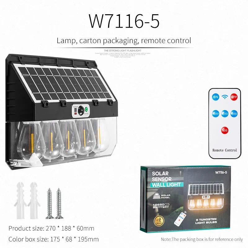 Outdoor Solar Wall Lamp, Three Modes, Tungsten Filament Lamp, IP65 Waterproof, Inductive Lighting, Household Light, Garden Wall Light