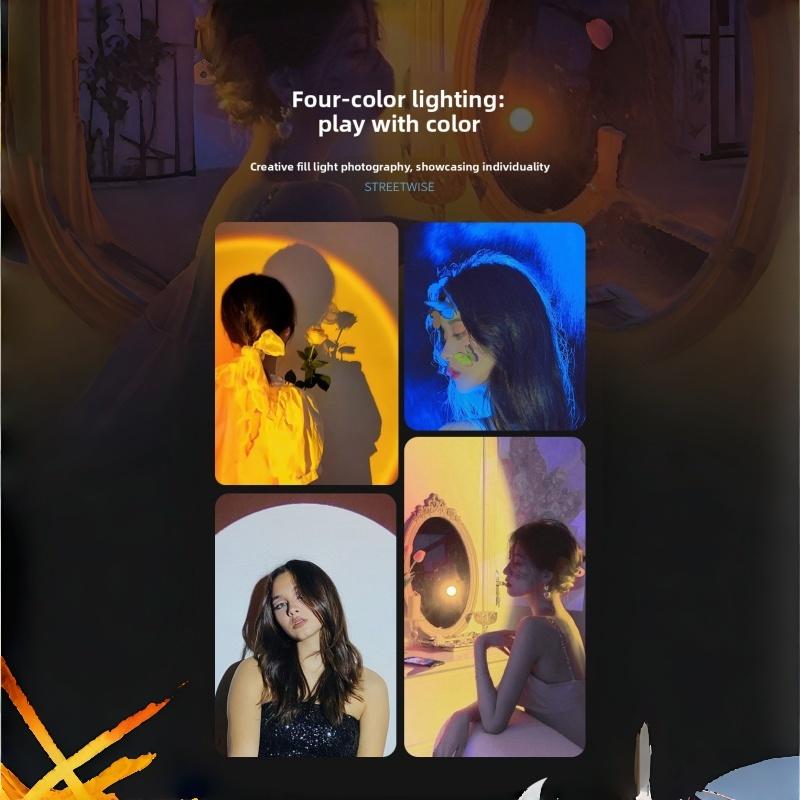 Photography fill light flashlight for spotlights—tube design with four light sources, zoomable lighting and shadows, dedicated for portrait lighting