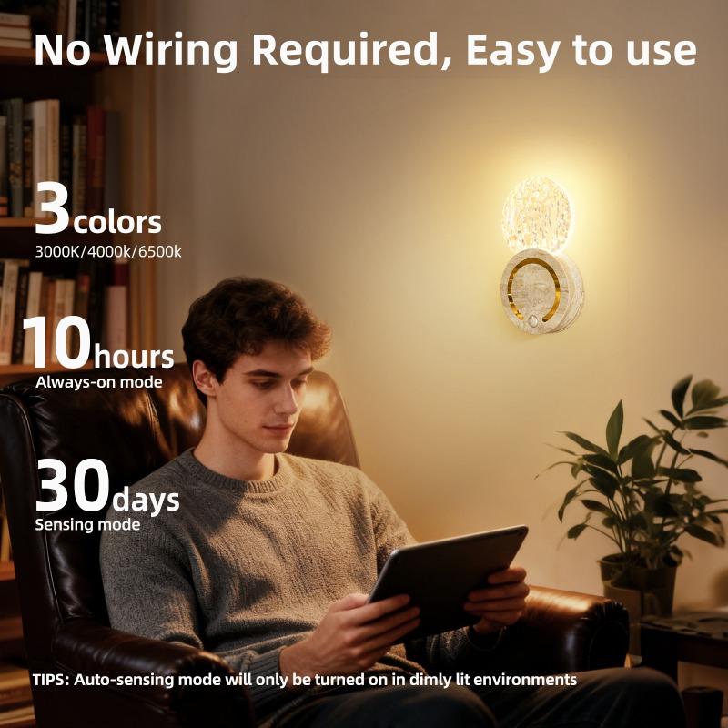 LED Wall Light with Motion Sensor, Rechargeable, 3 Colors, Magnetic Night Light, Decorative Corridor Light