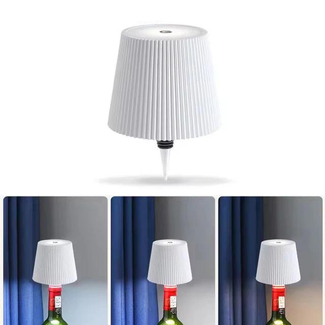 Wireless bottle lamp with three colors, touch control, and stepless dimming; fits wine bottles perfectly; replaces traditional wine corks