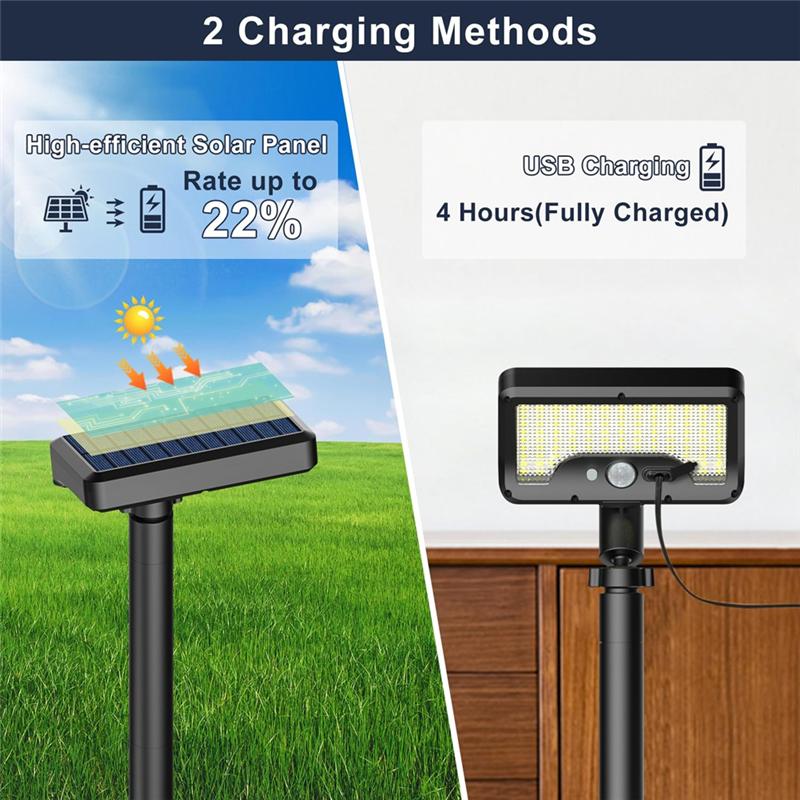 BHBD 92 LED waterproof pathway lights with motion sensor and USB charging, ideal for garden, yard, and sidewalk