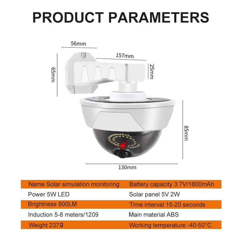 Fake Solar Camera Outdoor Waterproof CCTV Surveillance Simulation Fake Camera Family Safety Protection Lighting Dummy Camera