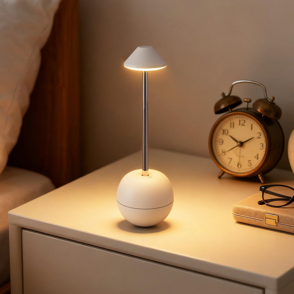 Creative rechargeable desk lamp in tumbler design with remote control, 7 colors, dimmable adjustable brightness for bedroom home
