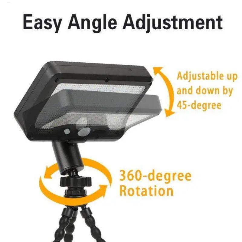 Outdoor Solar Light with Motion Sensor, 600 lm, 3 Color Modes, Flexible Tripod, Portable Waterproof Tent Light for Backyard