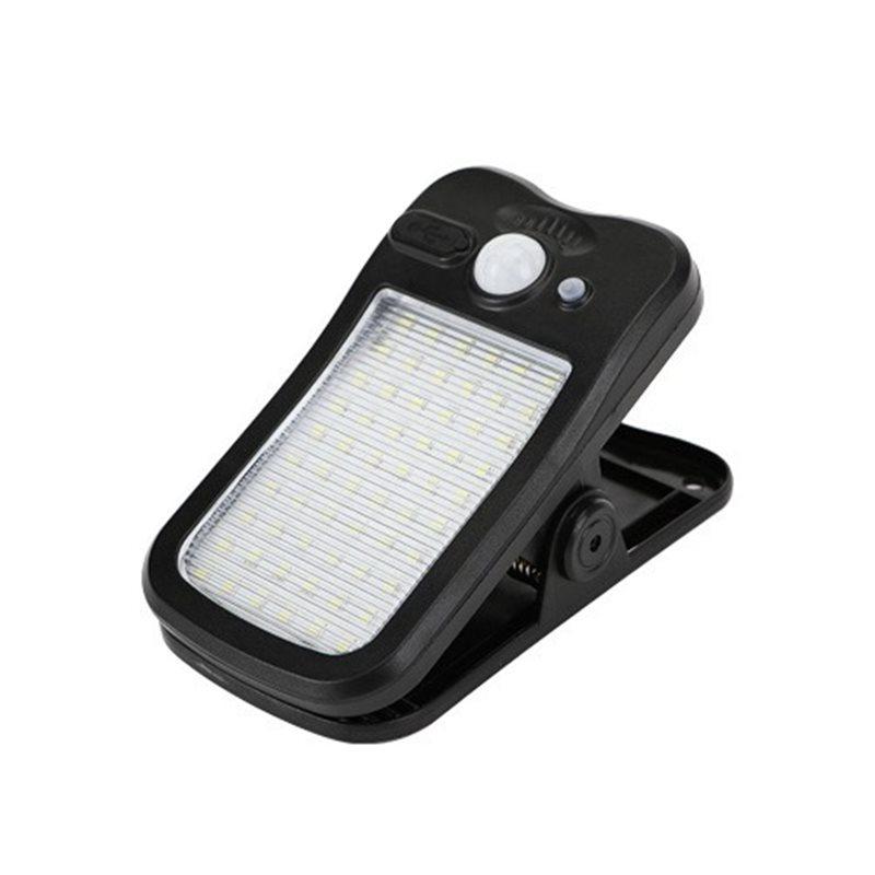 Clip-on solar motion lights — outdoor flood security light for fences, railings, and camping