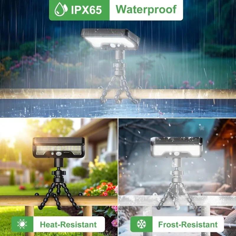 Solar Motion Sensor Lamp Octopus Tripod, 3 Modes, USB, 92 LEDs, Dual Solar Charging, IP65 Waterproof, Adjustable for Garden, Yard, Pathway