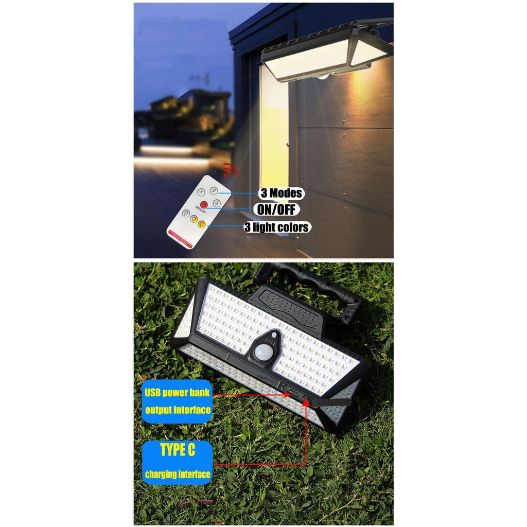 Outdoor Solar Clip Lamp, 208 LEDs, 1000 lm, with motion sensor — bright waterproof solar security light for garden fence yard lighting