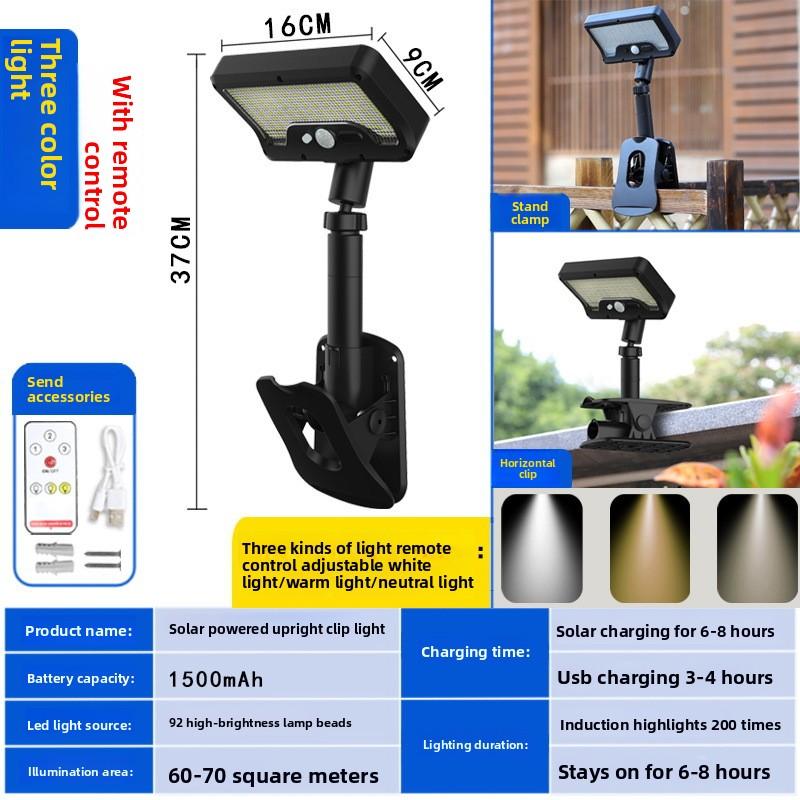 Solar-powered dual-use clip-on outdoor garden light for villa fences, landscape parks, lawns, yards, and path decoration lighting