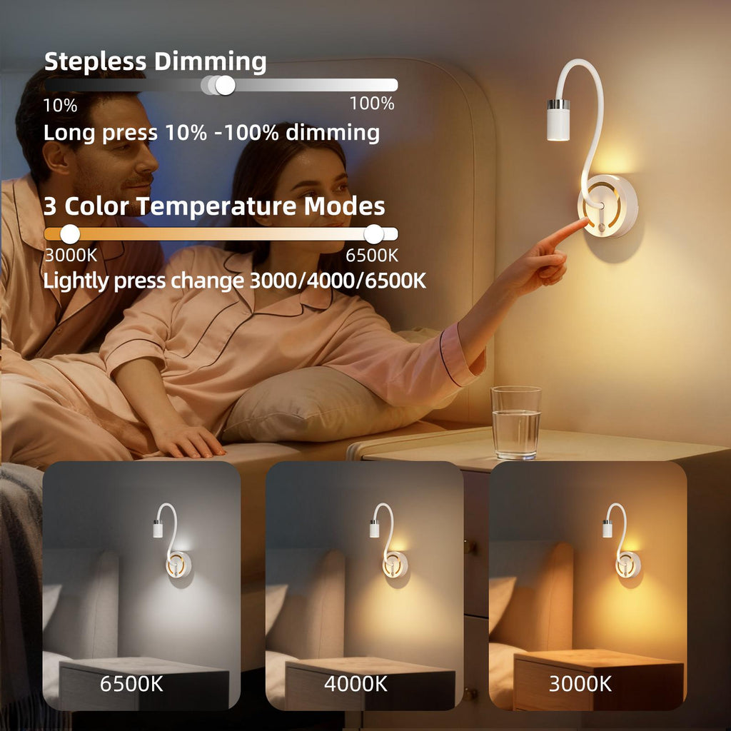 Rechargeable LED desk lamp with motion sensor reading light, remote control, cordless work light for bedroom/dorm, DIY wall mount, night light for bed headboard