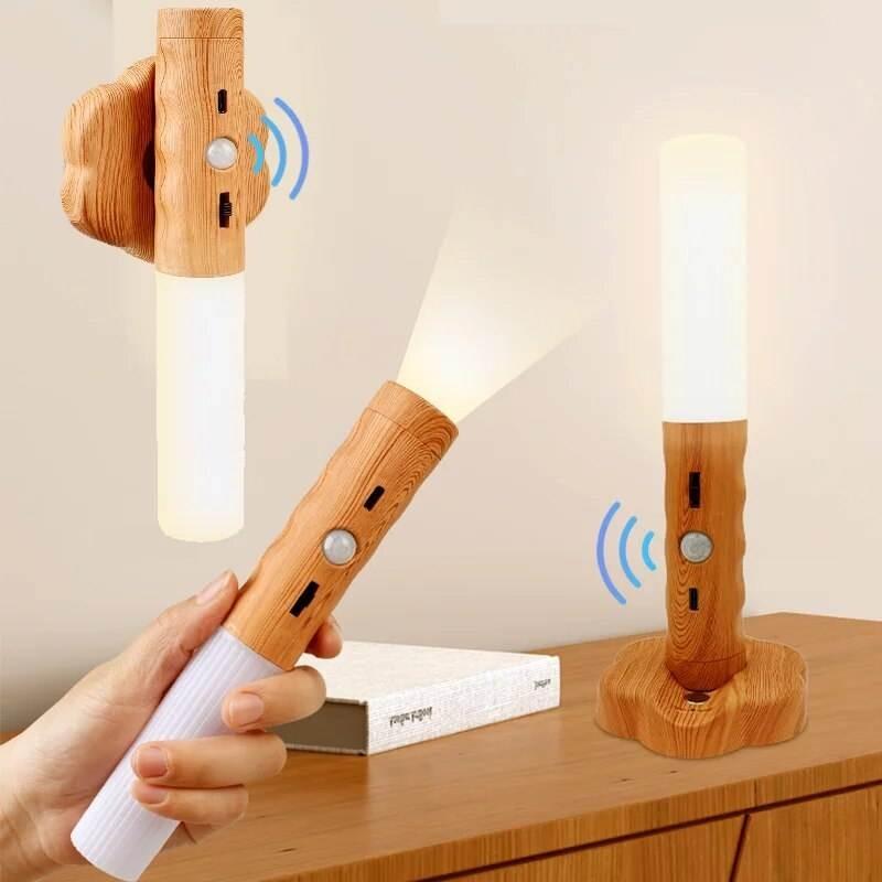 Rechargeable LED Imitation Wood Grain Night Light Handheld Magnetic Design Suitable for Wardrobe Bedroom Corridor