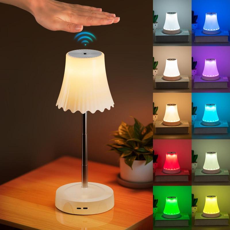 LED Table Lamp with RGB Sensing, Adjustable Brightness Night Light, Rechargeable, Bedroom Decoration