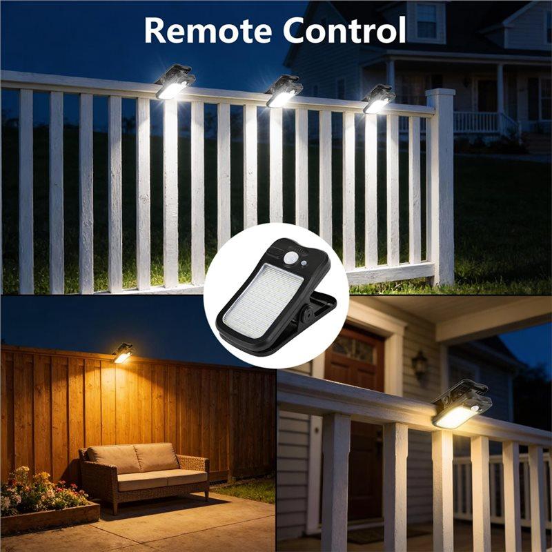 Clip-on solar motion lights — outdoor flood security light for fences, railings, and camping